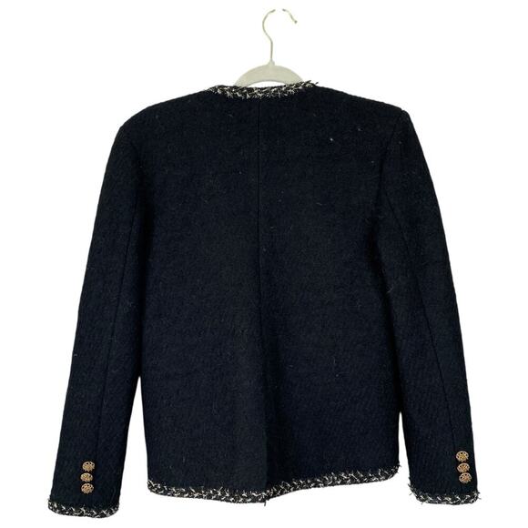 WE ARE K-Fashion Korean Tweed Blazer Black Size Small Gold Business Workwear - Picture 2 of 8